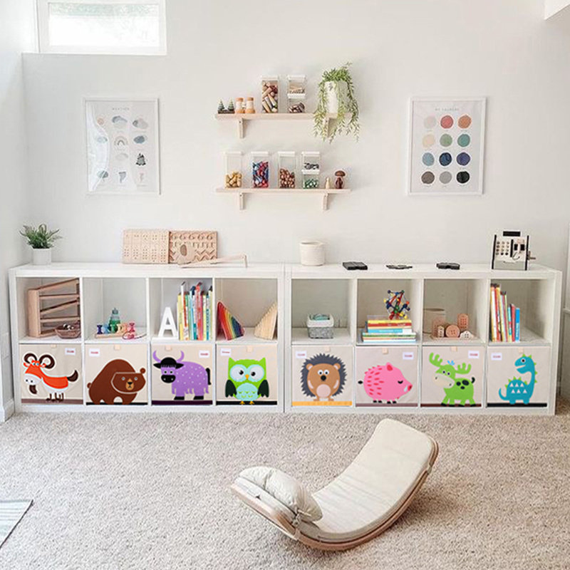 可比熊儿童实木书架玩具收纳柜宝宝书柜落地收纳柜自由组合格子柜