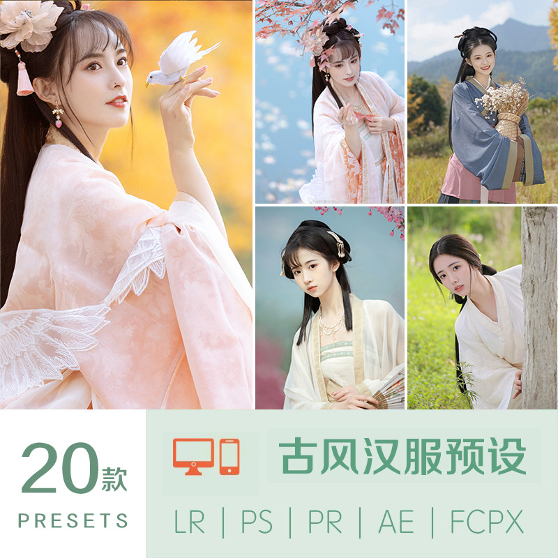 古装人像手机lr预设ps清新古风汉服fcpx达芬奇滤镜pr调色剪映lut