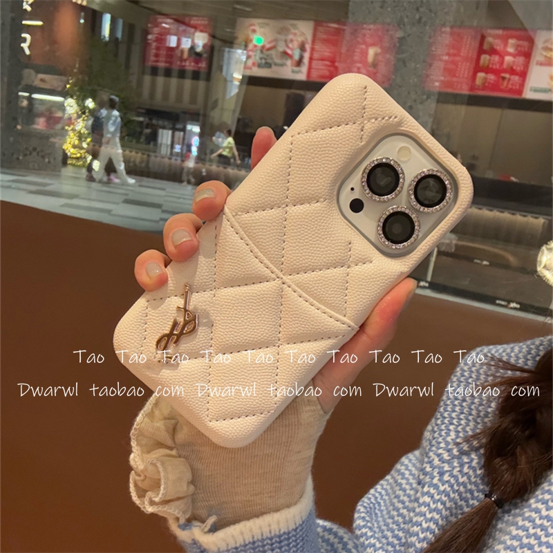 ins高级感小羊皮菱格香风卡包适用iPhone17promax苹果16pro手机壳15女款14Pro气质13防摔12保护套网红11创意
