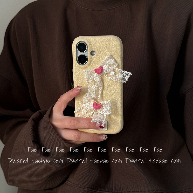 甜美少女ins立体爱心蝴蝶结适用iPhone17手机壳苹果16pro max日韩15全包14软13新款12网红11Pro防摔保护套