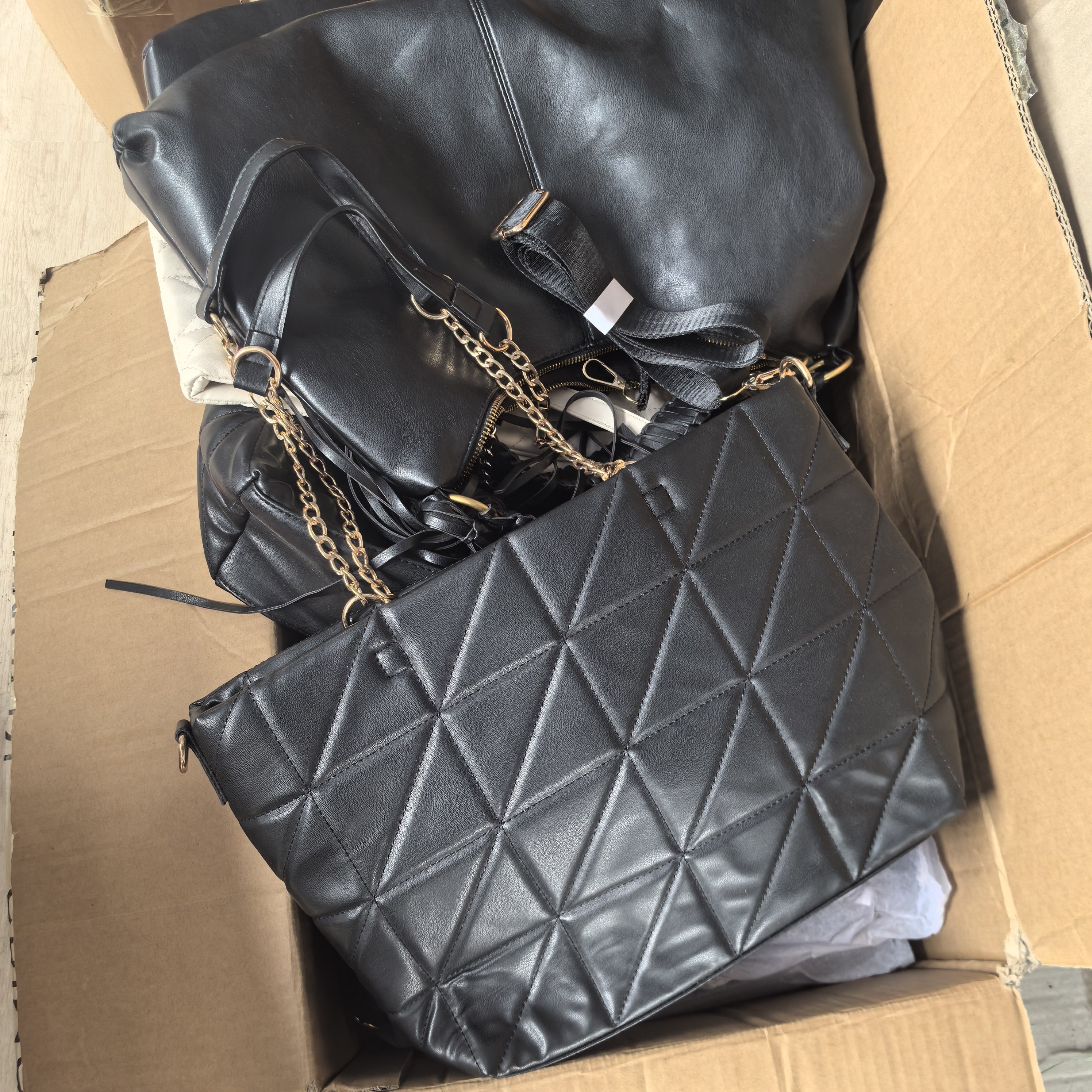 西班牙尾货女包清仓PU皮手提链条包单肩斜挎包菱格大包上班通勤包