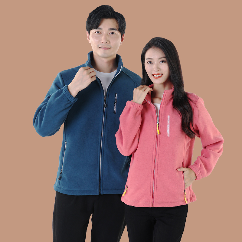 双面绒保暖抓绒衣男女同款绒面