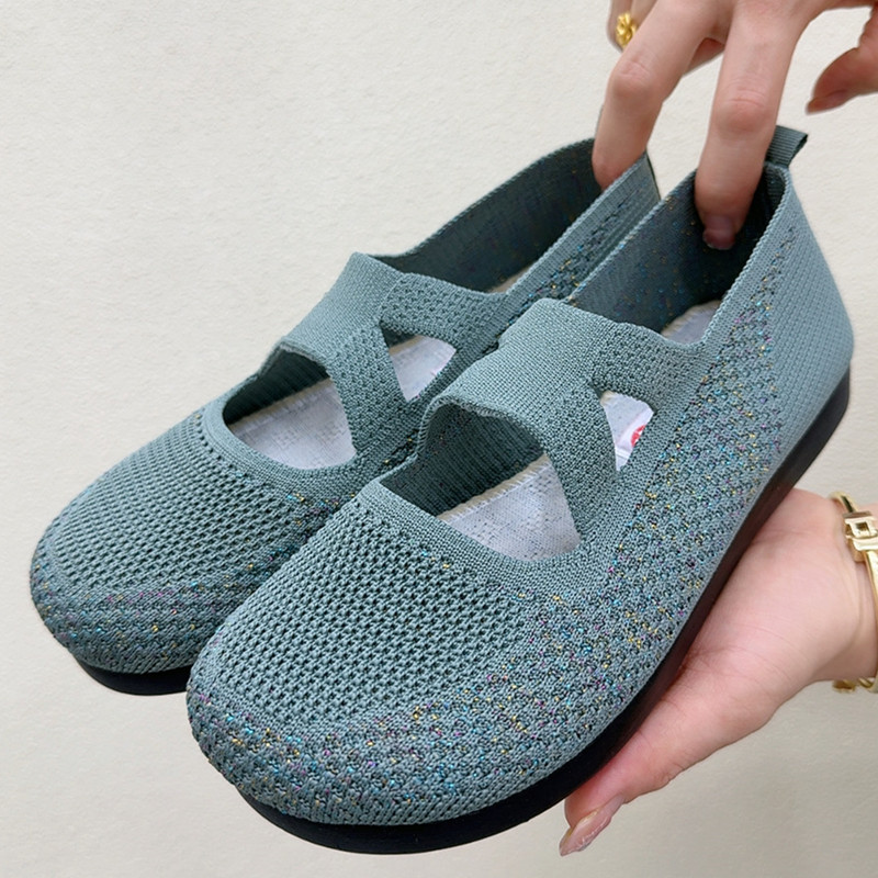 夏季老北京布鞋女透气飞织网面中老年豆豆鞋平底防滑一脚蹬妈妈鞋,女鞋,传统布鞋,淘宝优惠券,粉丝福利购,淘宝优惠卷