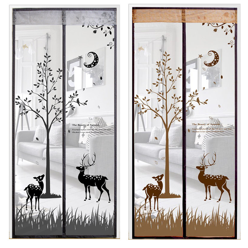 北欧防蚊门帘家用卧室夏季高档磁性加密魔术贴纱窗纱门定制免打孔