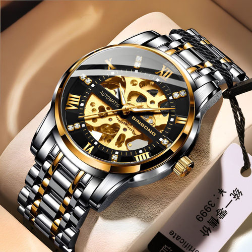 Men's mechanical watch fully automatic skeleton luminous wat