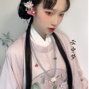 长璎珞和田玉蝶贝牡丹东陵玉汉服配饰原创设计镀金多宝云中梦长歌