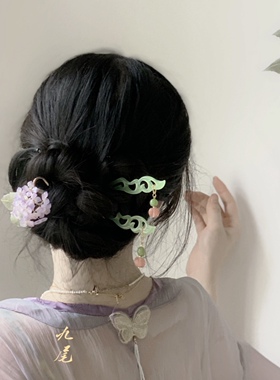 发簪玉簪西瓜晶旗袍发簪原创