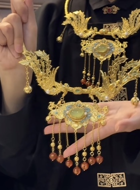 【鸾凤和鸣】 璎珞项圈团购铜镀真金红玛瑙仿点翠 原创云中梦长歌