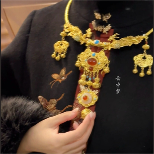 长相思|平安锁招财璎珞项圈 铜镀真金 新中式汉服配饰 云中梦长歌