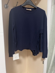 OVV女装拼接荷叶边圆领长袖针织衫女 国内正品代购