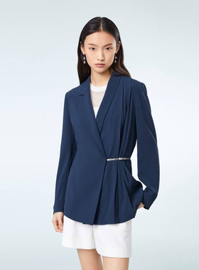 【日本进口三醋酸】OVV春夏新款女装不对称腰带西服外套