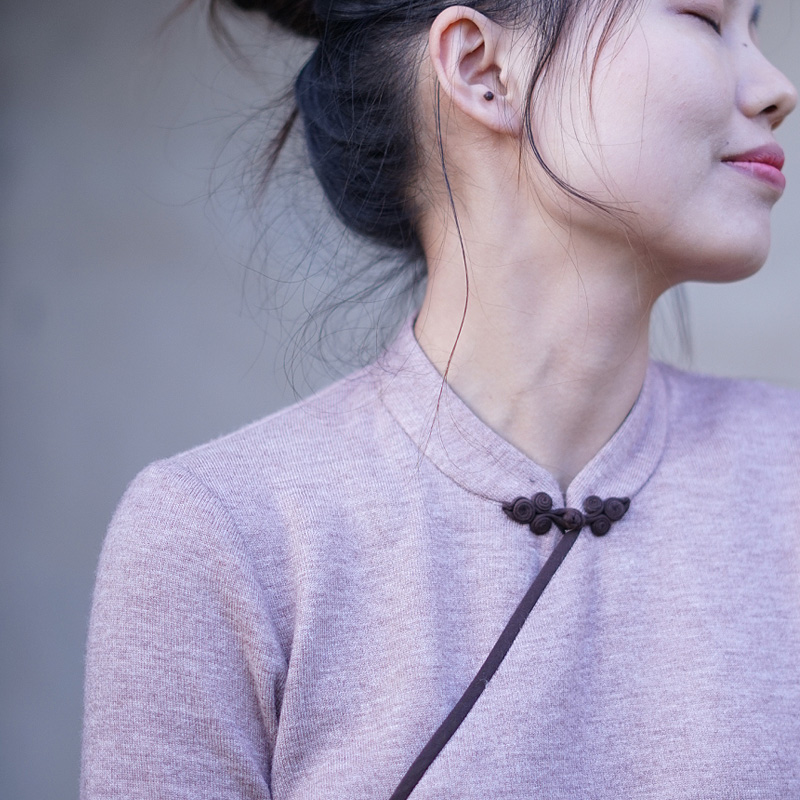 有叙新中式保暖针织旗袍连衣裙