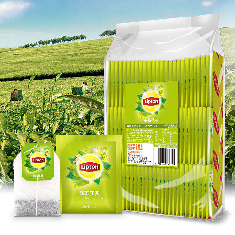 立顿 茉莉花茶包铝箔甄选A80独立包装绿茶80包/袋 办公室休闲饮品