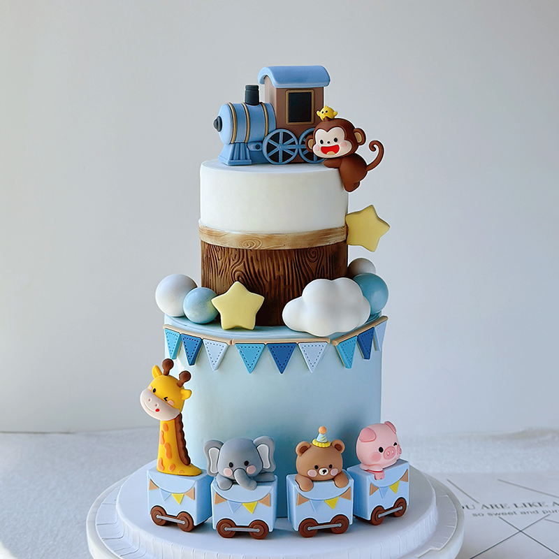 网红生日蛋糕装饰卡通小火车