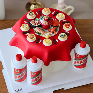 春节新年蛋糕装饰摆件团团圆圆年夜饭软陶烤鸡炖砂锅摆件马年配件