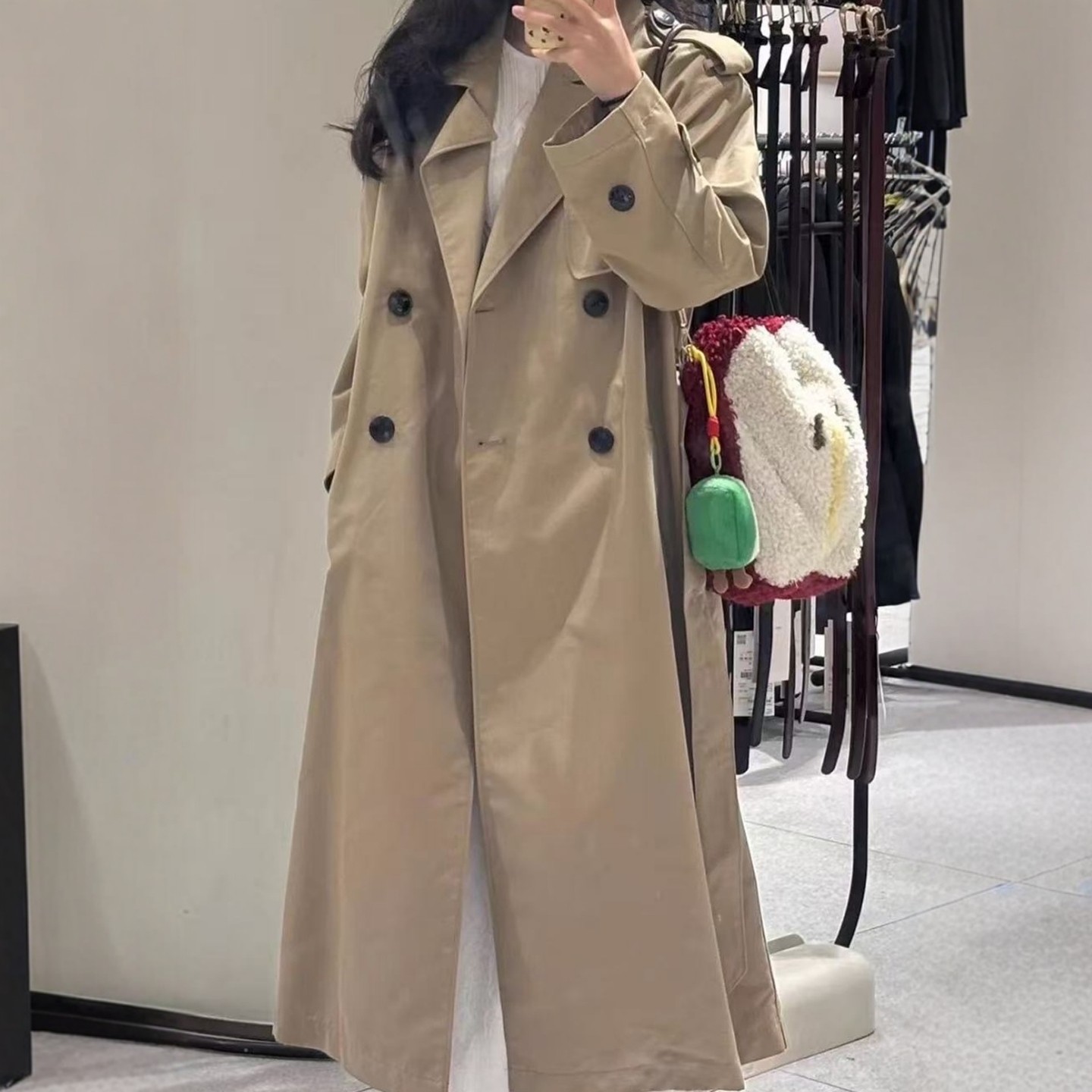 ZA外贸出口女装通勤风气质感经典款配腰带长款双襟风衣 2358474