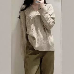 领针织衫 休闲宽松八股编POLO衫 1509108 新品 ZA外贸出口女装