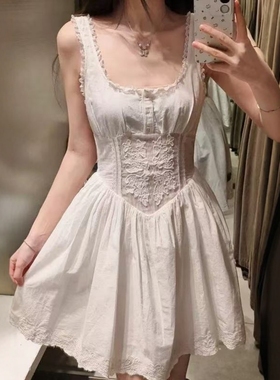 ZA外贸出口女装原手工刺绣花边修饰迷你短款连衣裙7200028 251