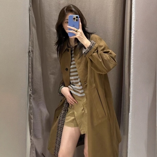 风衣3811244 ZA外贸出口女装 饰中长款 高级感棕色排扣装 751 新款