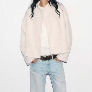 双襟毛绒夹克外套 素面简约感秋冬长袖 1255884 新款 ZA外贸出口女装