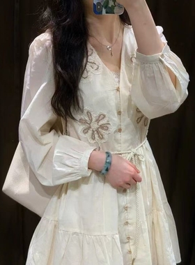 ZA外贸出口新品棉麻田园风镂空花朵刺绣迷你连衣裙女8741037 712