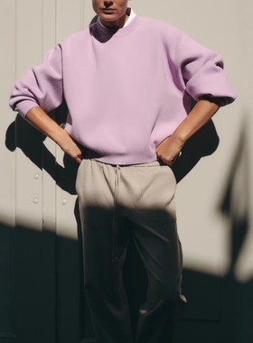 ZA外贸出口美式基础款打底外穿多色选罗纹针织卫衣9598187 629