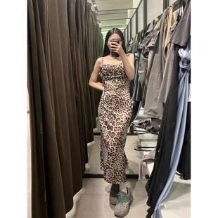 051 动物纹印花吊带豹纹露背连衣裙3327266 ZA外贸出口新款 女装