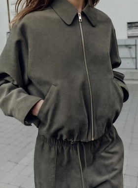 ZA外贸出口女装新款8372364小翻领素面蓬松飞行员夹克外套8372369