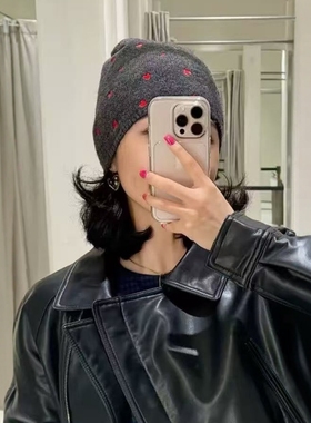 ZA外贸出口围巾3739222套袖3739225心形刺绣无檐针织帽女3739219