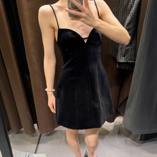 ZA外贸出口女装 辣妹风蓬松下摆性感细吊带短连衣裙9236150 新品