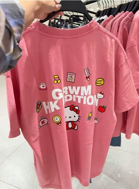 ZA外贸出口女装Hellokity猫印花水洗软质T恤短袖 6050356