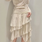 新款 2537209 不对称流苏款 饰流畅半身裙 714 叠层装 ZA外贸出口女装