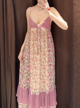 ZA外贸出口女装V领吊带小碎花分层饰拼布连衣裙 5770223 330