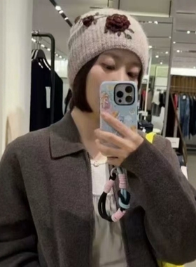 ZA外贸出口女装围巾0653272露指手套0653273花朵刺绣无檐针织帽