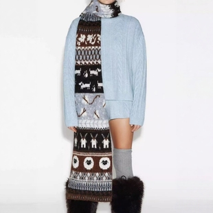 3739320 ZA外贸出口冬季 圣诞节氛围印花针织围巾 女装 400 新品