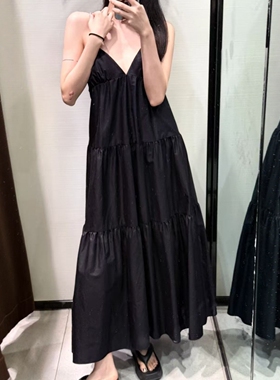 ZA外贸出口女装新品V领吊带分层装饰拼接迷笛连衣裙 4772215 800