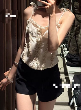 ZA外贸出口女装花边褶皱装饰吊带款带叠层紧身胸衣式上衣 4661064