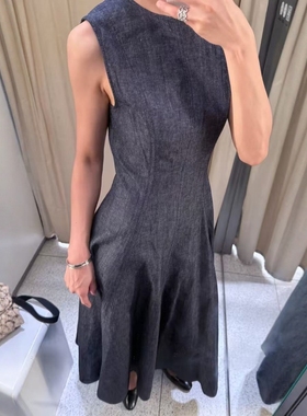 ZA外贸出口女装软质舒适背心式宽摆牛仔迷笛连衣裙7563243