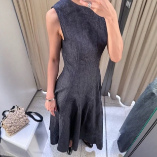 ZA外贸出口女装 宽摆牛仔迷笛连衣裙7563243 软质舒适背心式