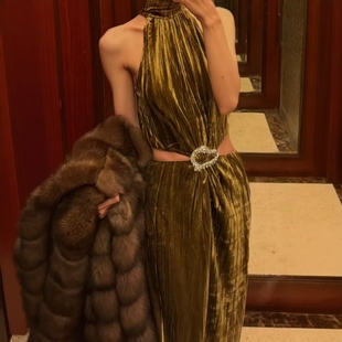 ZA外贸出口女装 珠宝镶饰性感开口设计连衣裙1223632 晚宴礼服式