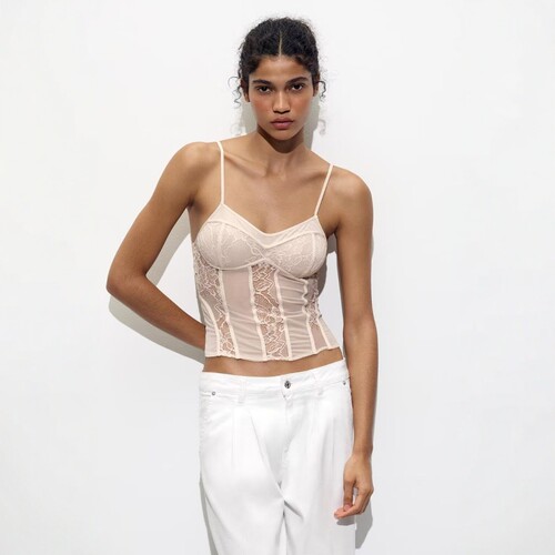 性感半透明蕾丝紧身胸衣式上衣