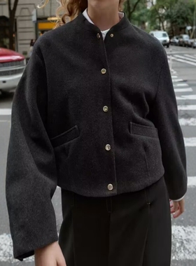 ZA外贸出口新品女装排扣装饰弹力下摆飞行员夹克外套8741221 711