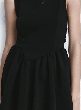 ZA外贸出口新款高级感黑色赫本风无袖背心连衣裙小黑裙女5584320