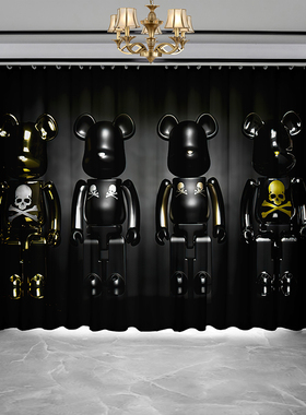KAWS暴力熊黑色网红直播背景布男生卧室酒吧潮牌工业金属窗帘遮光