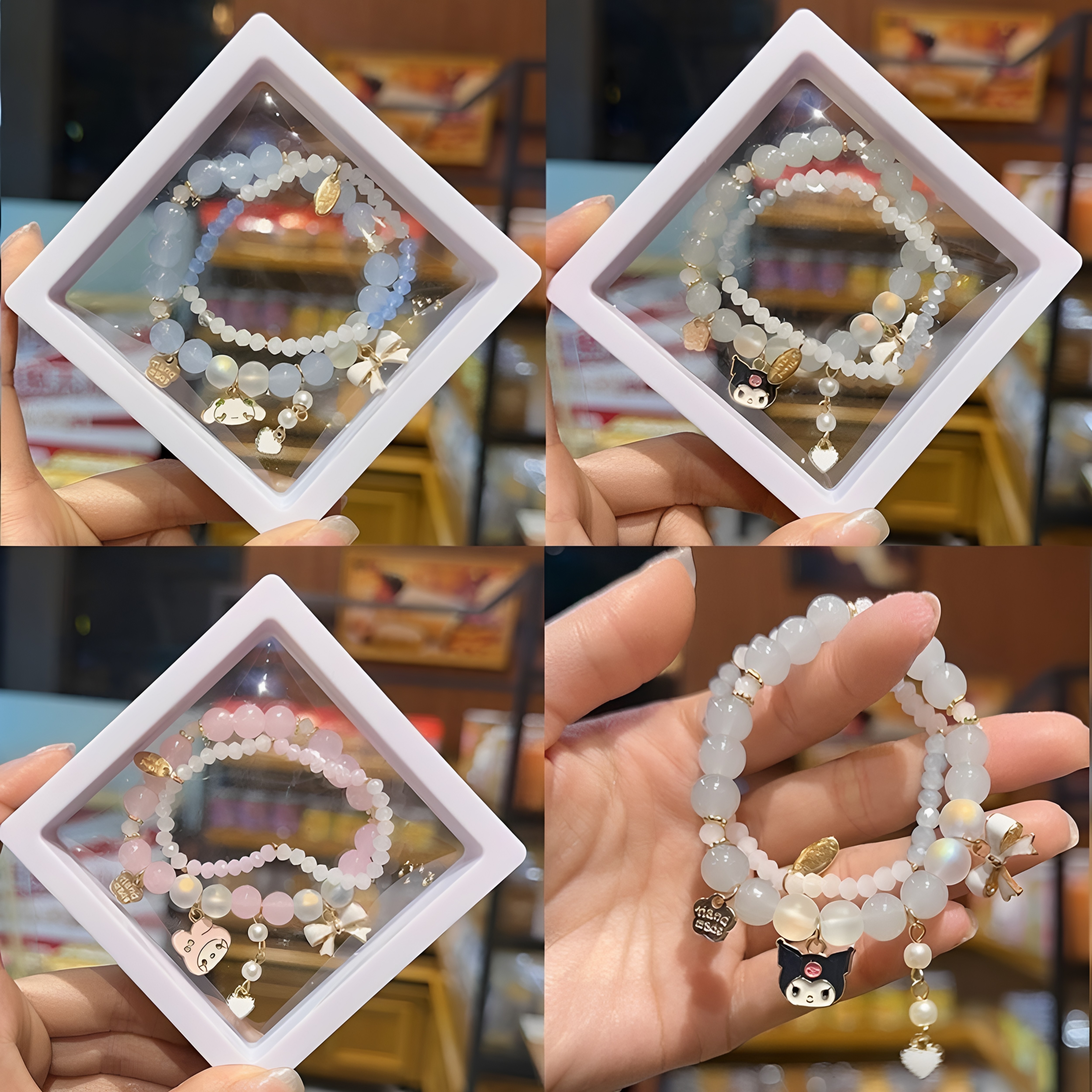 网红款蓝色玉桂狗手链女生韩版可爱卡通水晶手串学生闺蜜姐妹