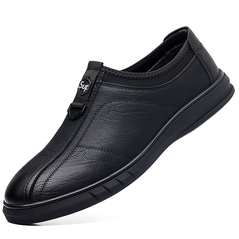 2023春夏季新款男鞋超纤商务休闲皮鞋男士软底防滑一脚蹬透气