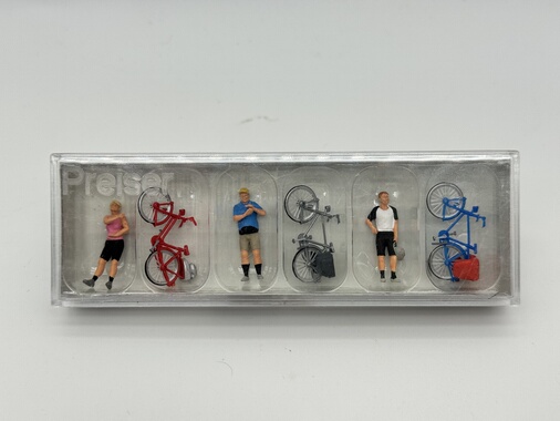 preiser微缩微距场景模型1:87HO微观小人道具 10644 骑自行车锻炼