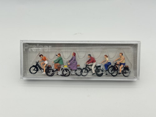 preiser 187比例微缩场景人偶模型微距摄影小人 10091 骑自行车人