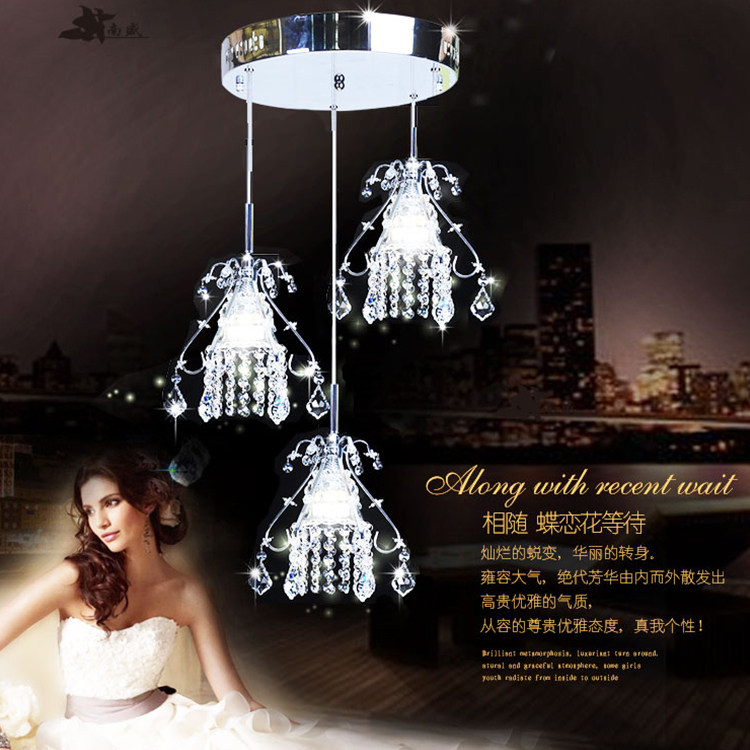 现代简约宜家LED三头水晶玻璃吊灯简欧创意餐厅玄关吧台餐桌灯饰怎么看?