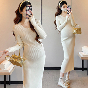 包臀裙子打底秋冬装 孕妇连衣裙秋季 显瘦针织连衣裙中长款 修身 长袖